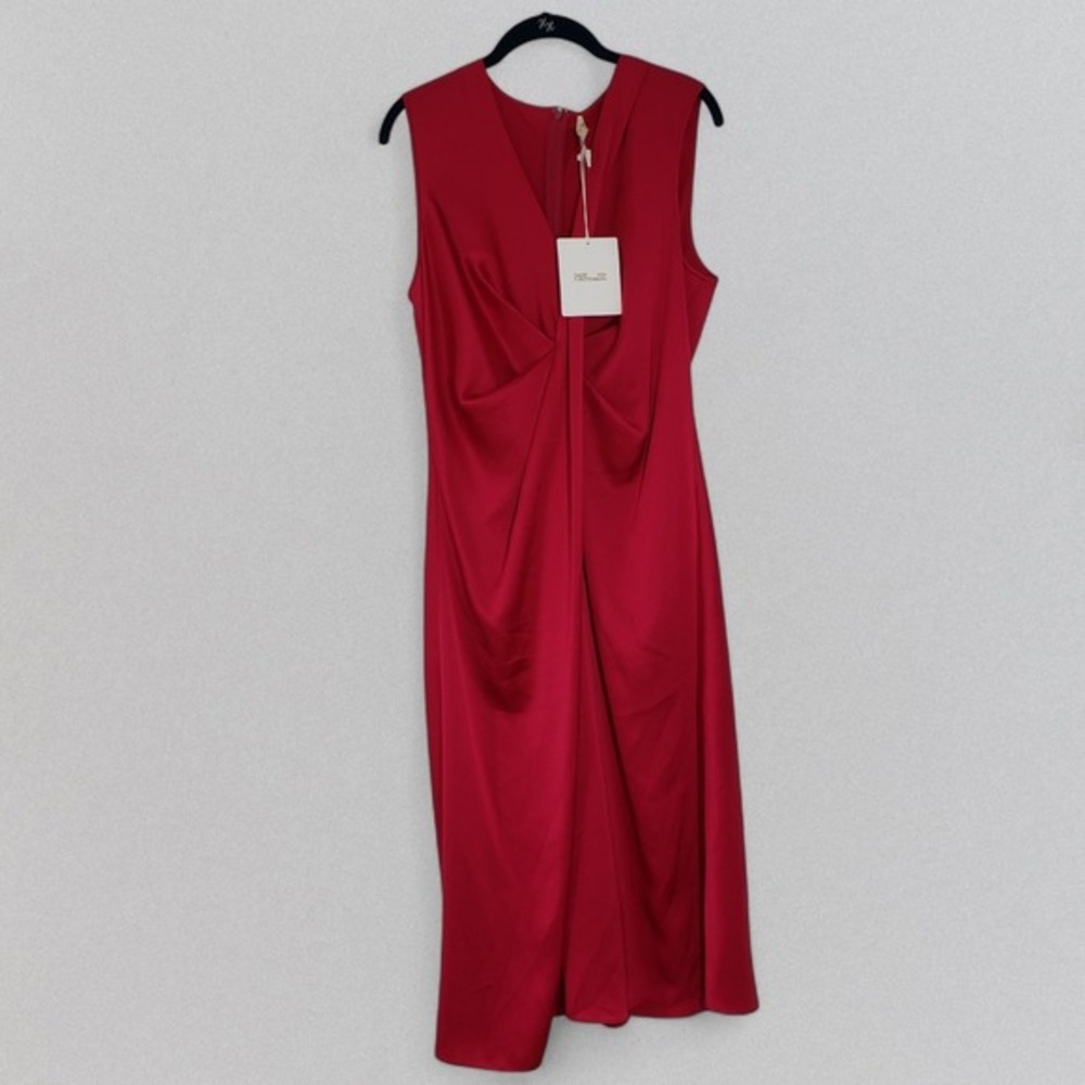 Diane Von Furstenberg Slip Dress Womens 12 Magenta Satin Katrita Sleeveless Wrap - Picture 4 of 17